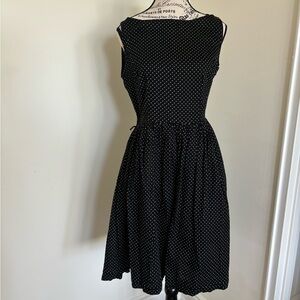 Elegant Vintage Black Polka Dot Dress